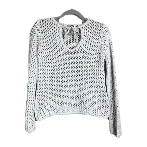 Old Navy Sweaters - Old Navy White 100% Cotton Crocheted Sweater Size M
